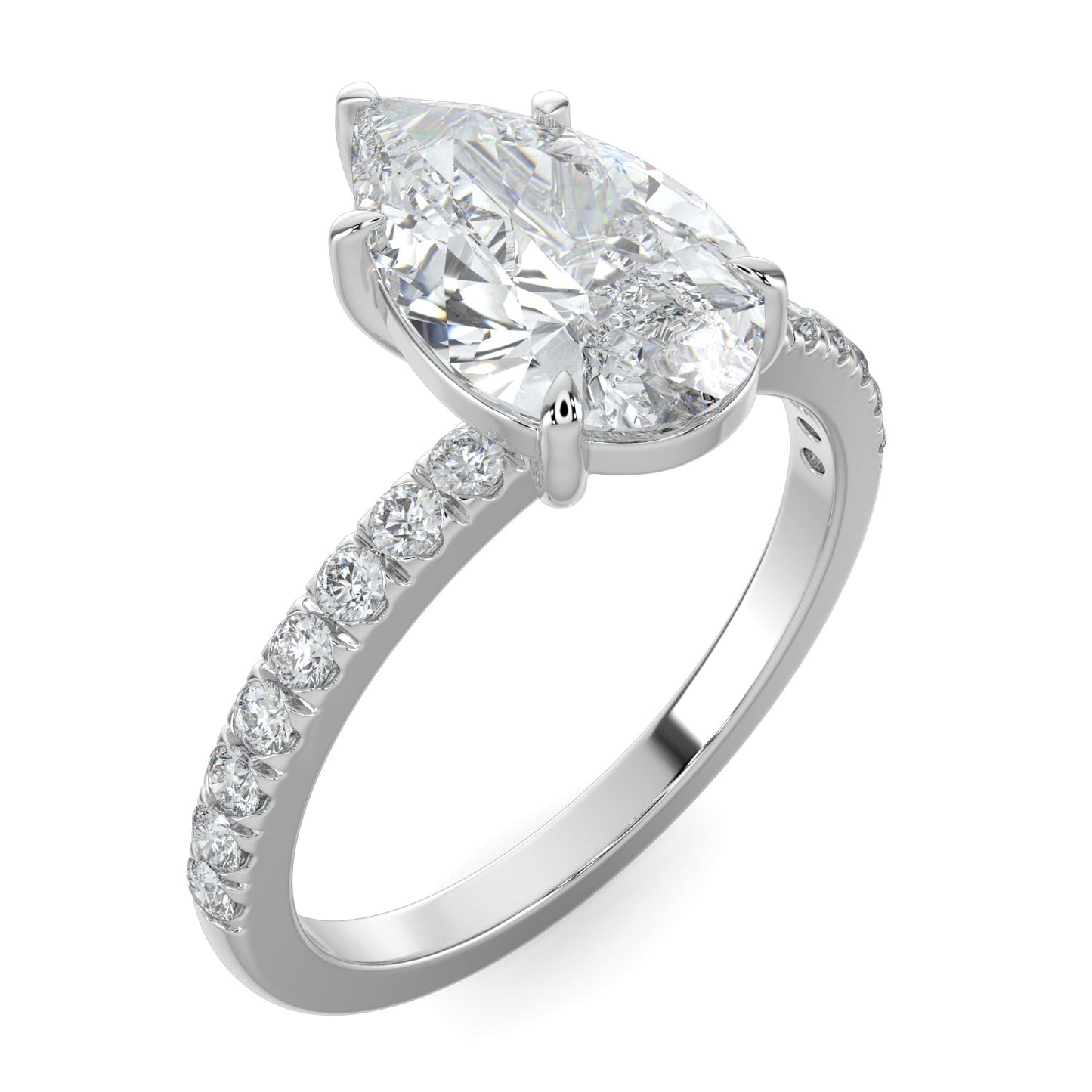 Lucy-1.0 Carats Pear Moissanite Pave Setting Engagement Ring