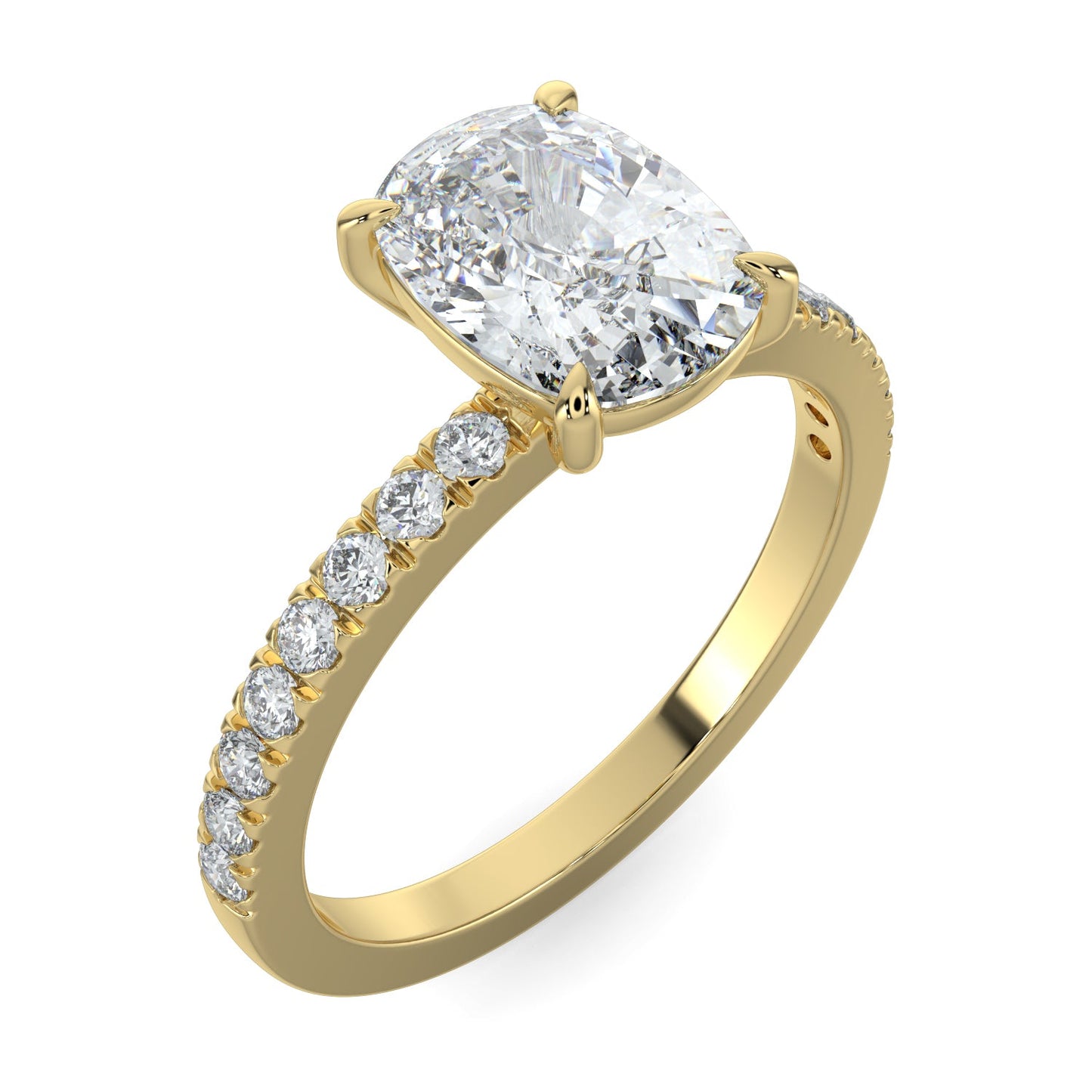 Mia-1.50 Carats Cushion Moissanite Pave Setting Engagement Ring