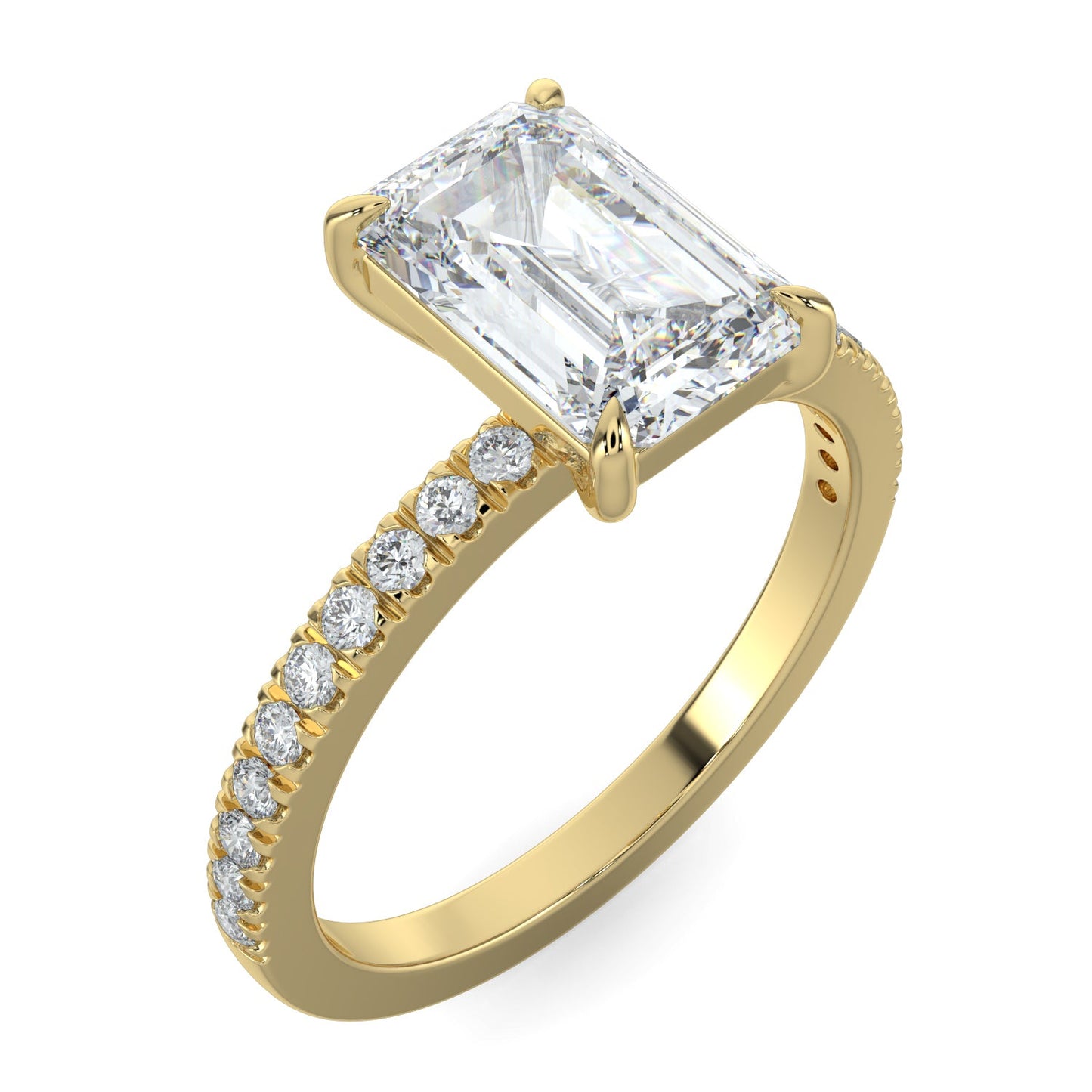 Sadie-1.0 Carats Emerald Moissanite Pave Setting Engagement Ring