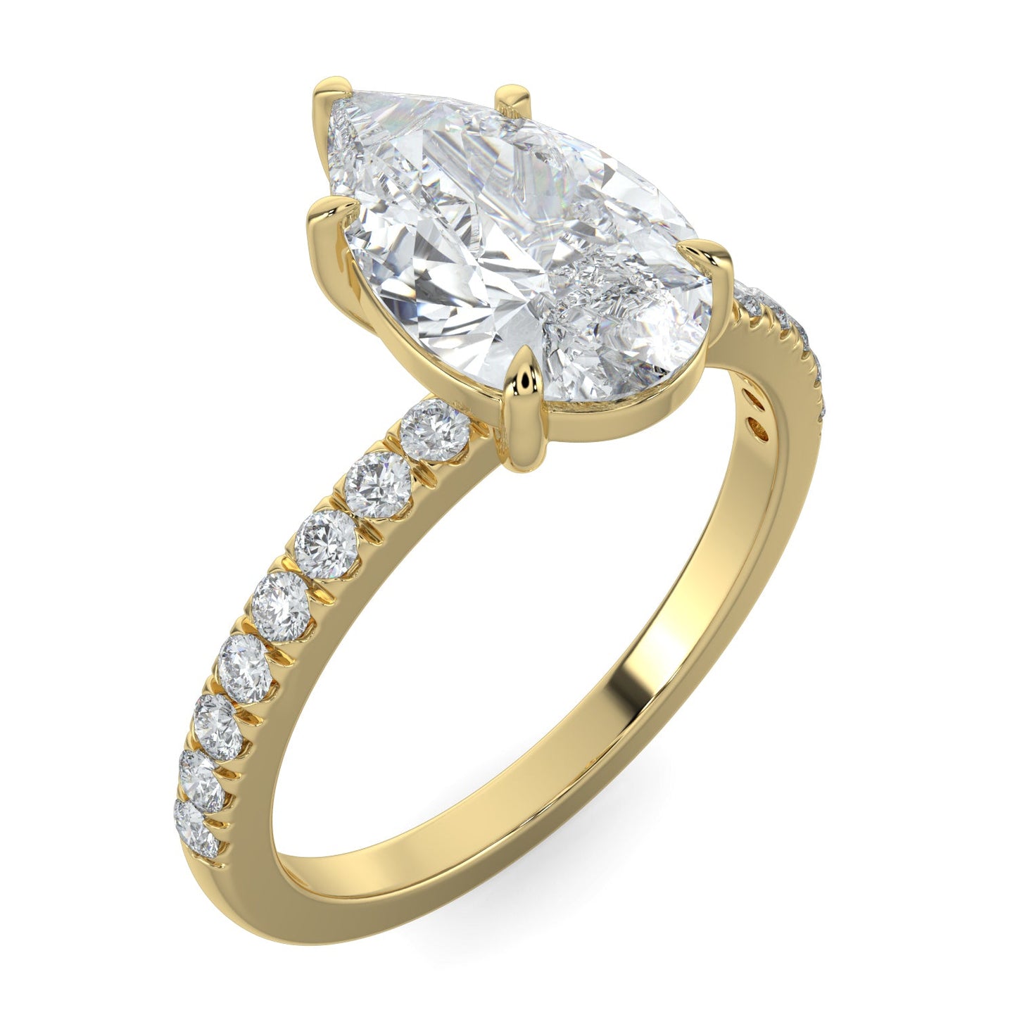 Lucy-1.0 Carats Pear Moissanite Pave Setting Engagement Ring