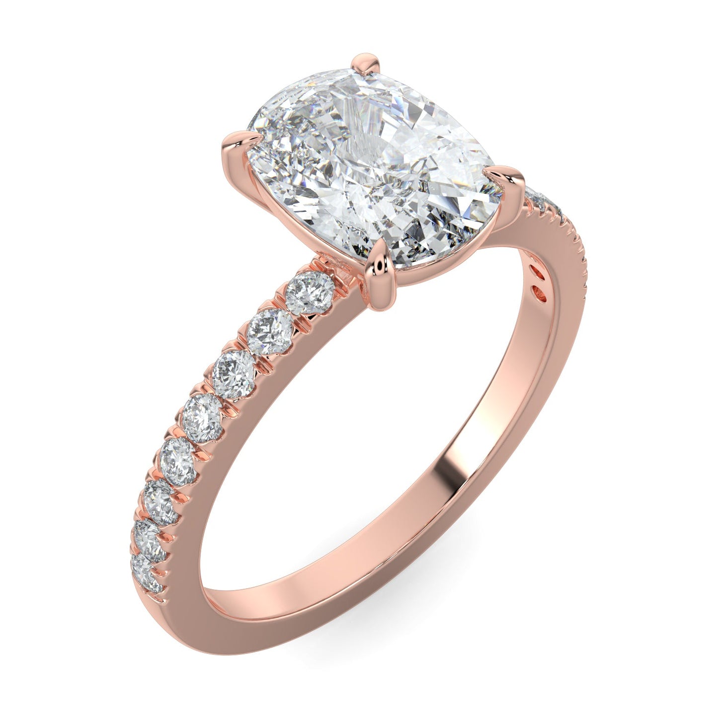 Mia-1.50 Carats Cushion Moissanite Pave Setting Engagement Ring