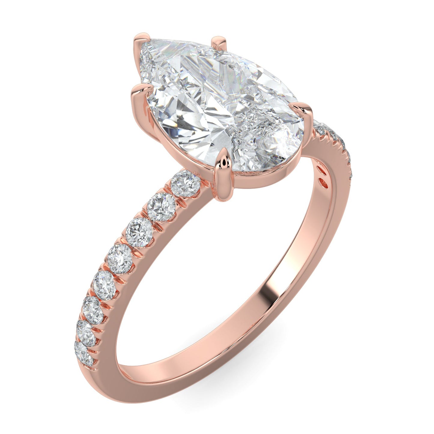 Lucy-1.0 Carats Pear Moissanite Pave Setting Engagement Ring