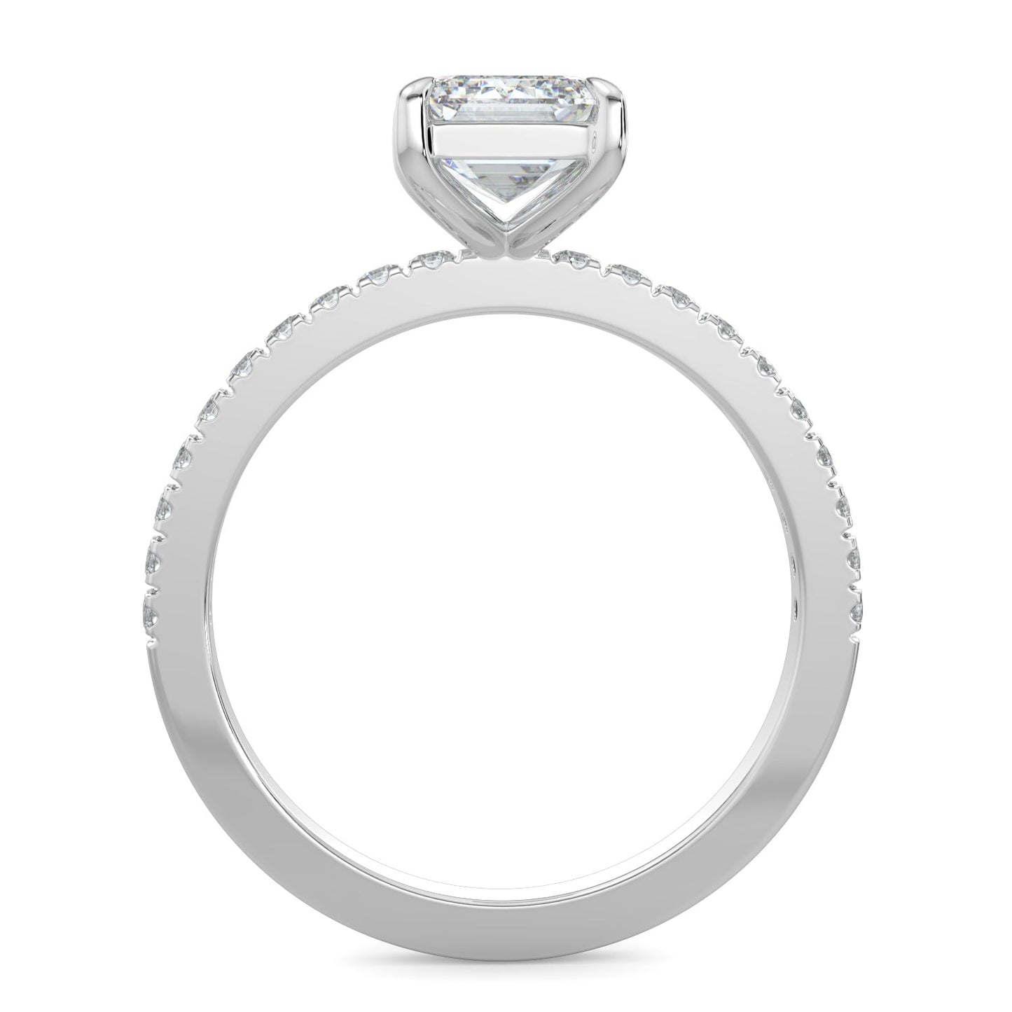 Sadie-1.0 Carats Emerald Moissanite Pave Setting Engagement Ring