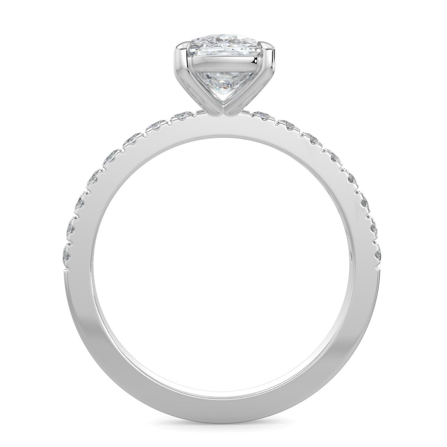 Mia-1.50 Carats Cushion Moissanite Pave Setting Engagement Ring