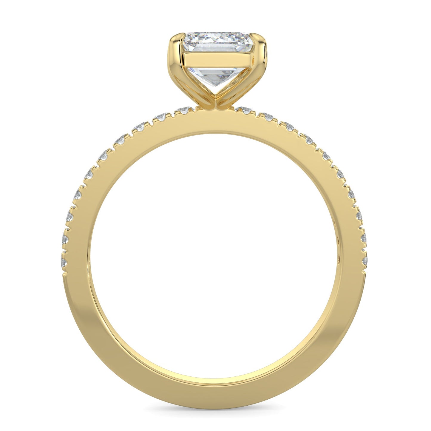Sadie-1.0 Carats Emerald Moissanite Pave Setting Engagement Ring