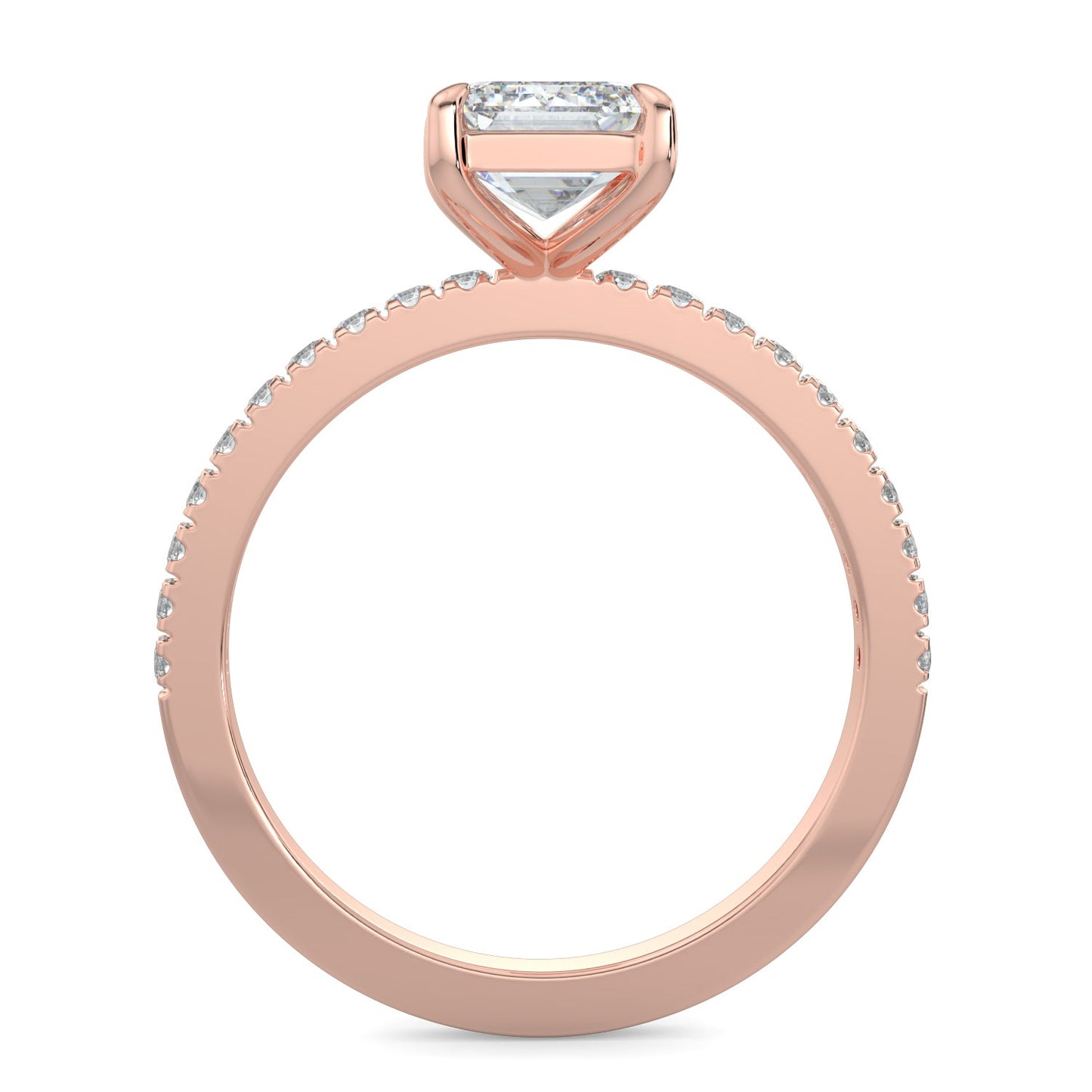 Sadie-1.0 Carats Emerald Moissanite Pave Setting Engagement Ring