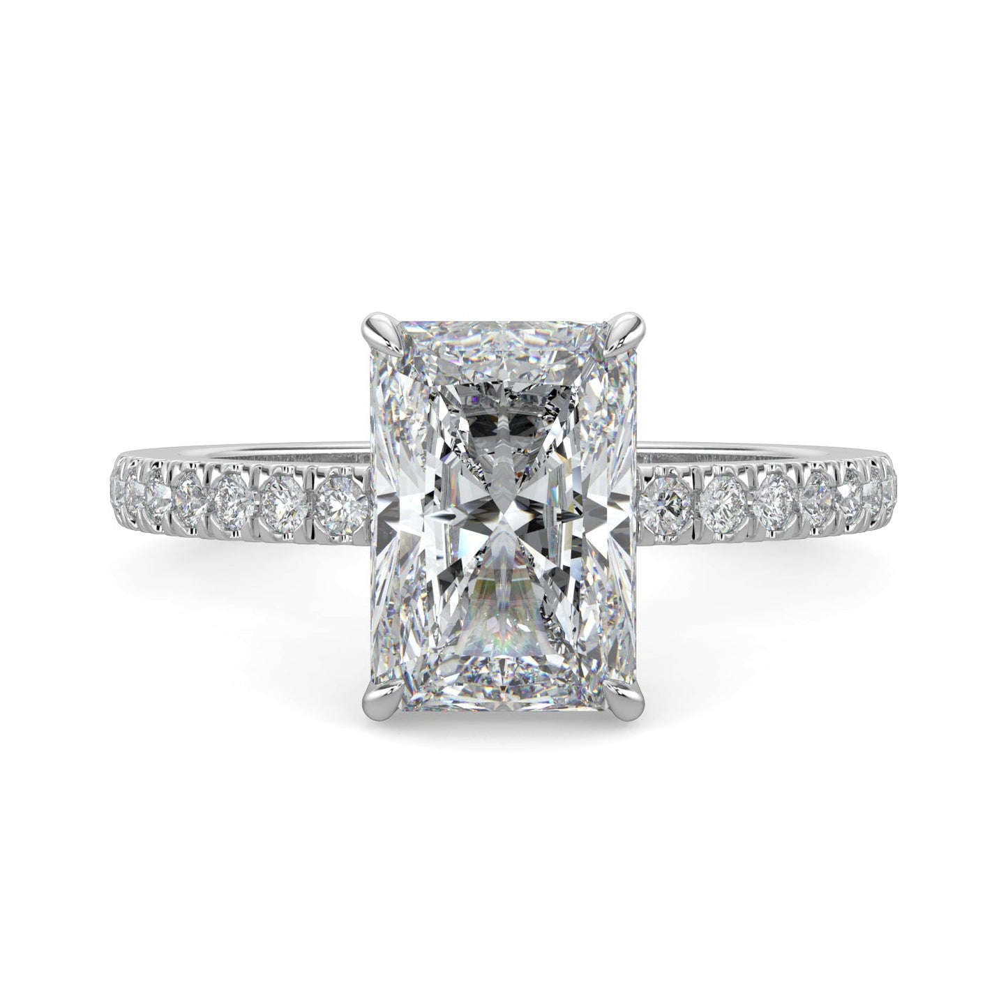 Natalie-1.0 Carats Radiant Moissanite Pave Setting Engagement Ring