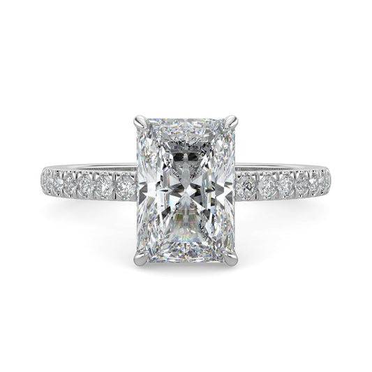 Natalie-1.0 Carats Radiant Moissanite Pave Setting Engagement Ring