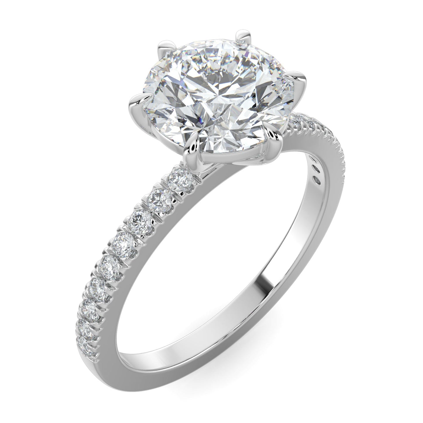 Hailey-1.20 Carats Round Moissanite Pave Setting Engagement Ring