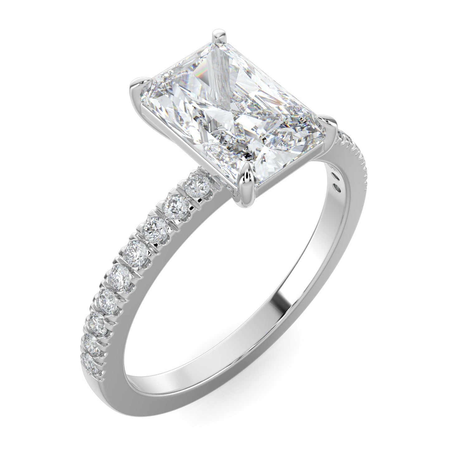 Natalie-1.0 Carats Radiant Moissanite Pave Setting Engagement Ring