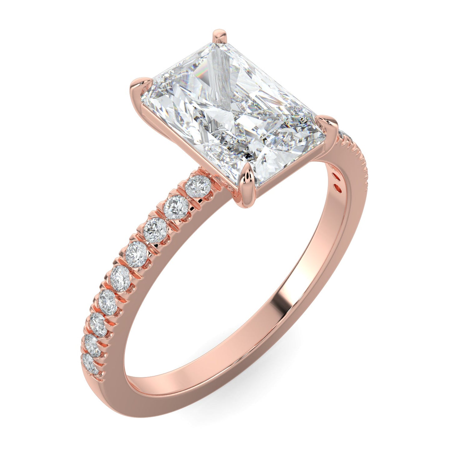 Natalie-1.0 Carats Radiant Moissanite Pave Setting Engagement Ring