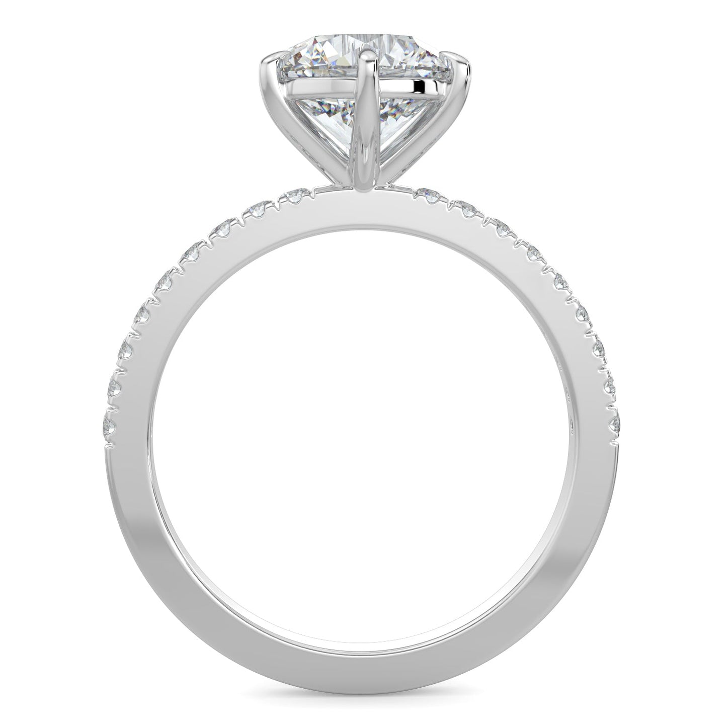 Hailey-1.20 Carats Round Moissanite Pave Setting Engagement Ring