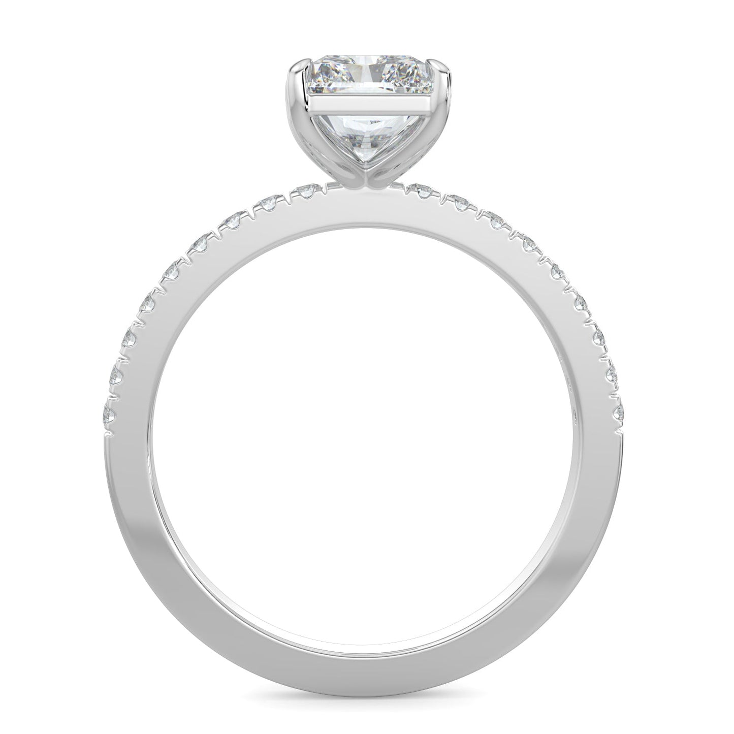 Natalie-1.0 Carats Radiant Moissanite Pave Setting Engagement Ring
