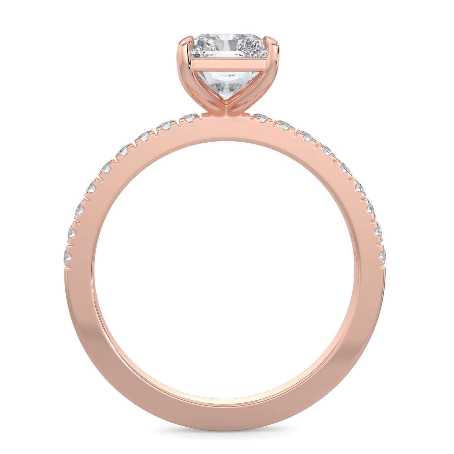 Natalie-1.0 Carats Radiant Moissanite Pave Setting Engagement Ring