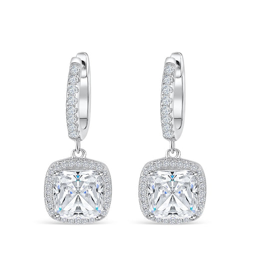 Penelope- 3.0 CT Cushion Moissanite Drop Stud Earrings