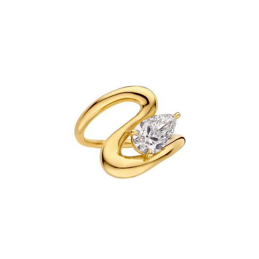 1.50 CT Pear Cut Diamond wavy Engagement Ring