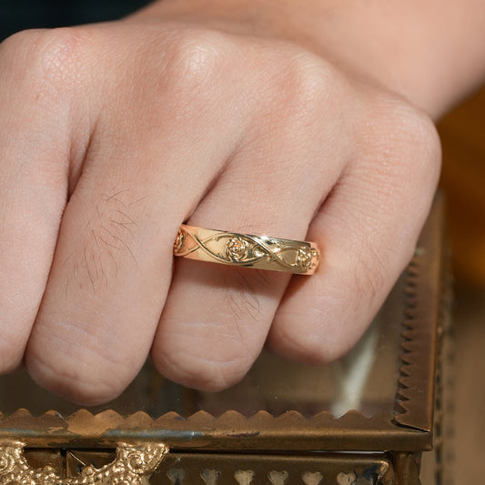 Tow Tone Vine Inspired Men's Wedding Band