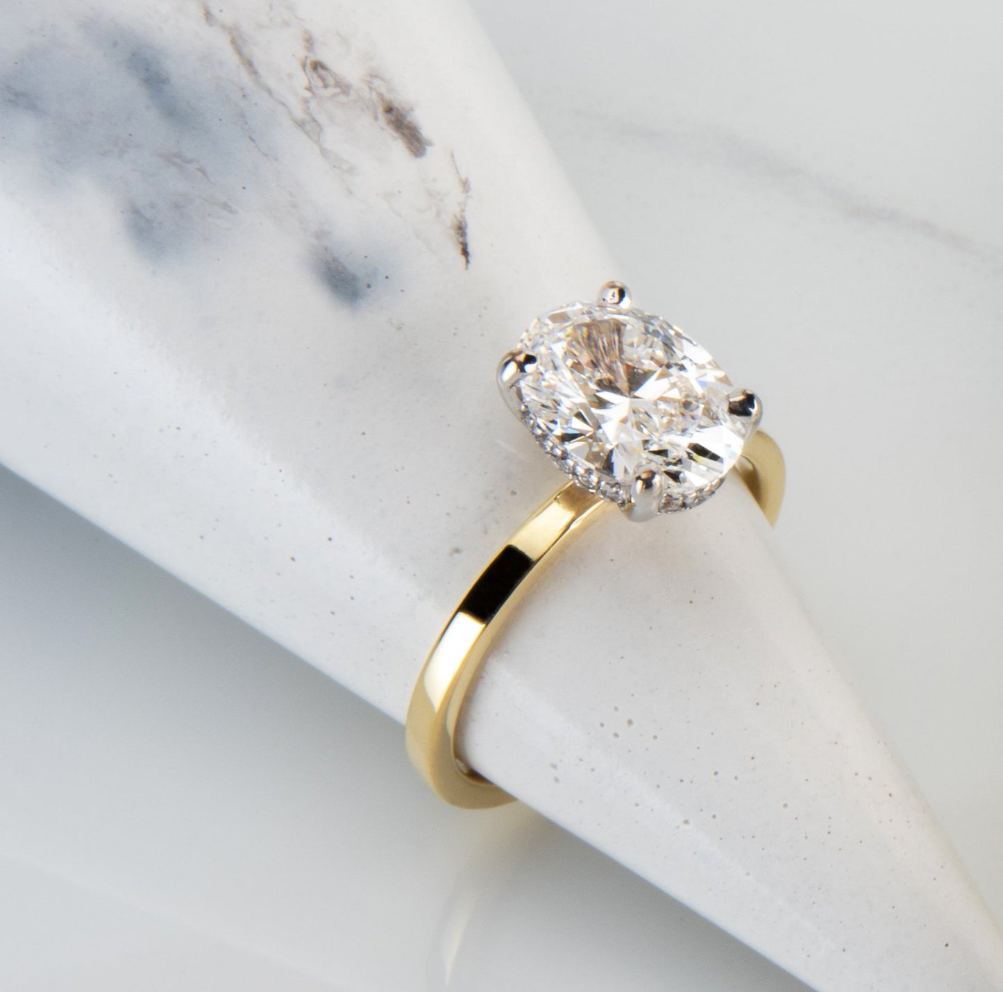 Daisy-2.0 Carats Oval Moissanite Hidden Halo Engagement Ring