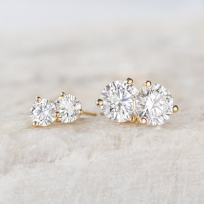 Olivia- 0.75 CT Round Moissanite Solitaire Stud Earrings