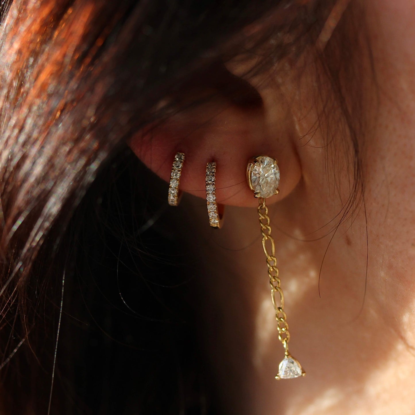 Claire- 0.20 TCW Round Moissanite Hoop Stud Earrings