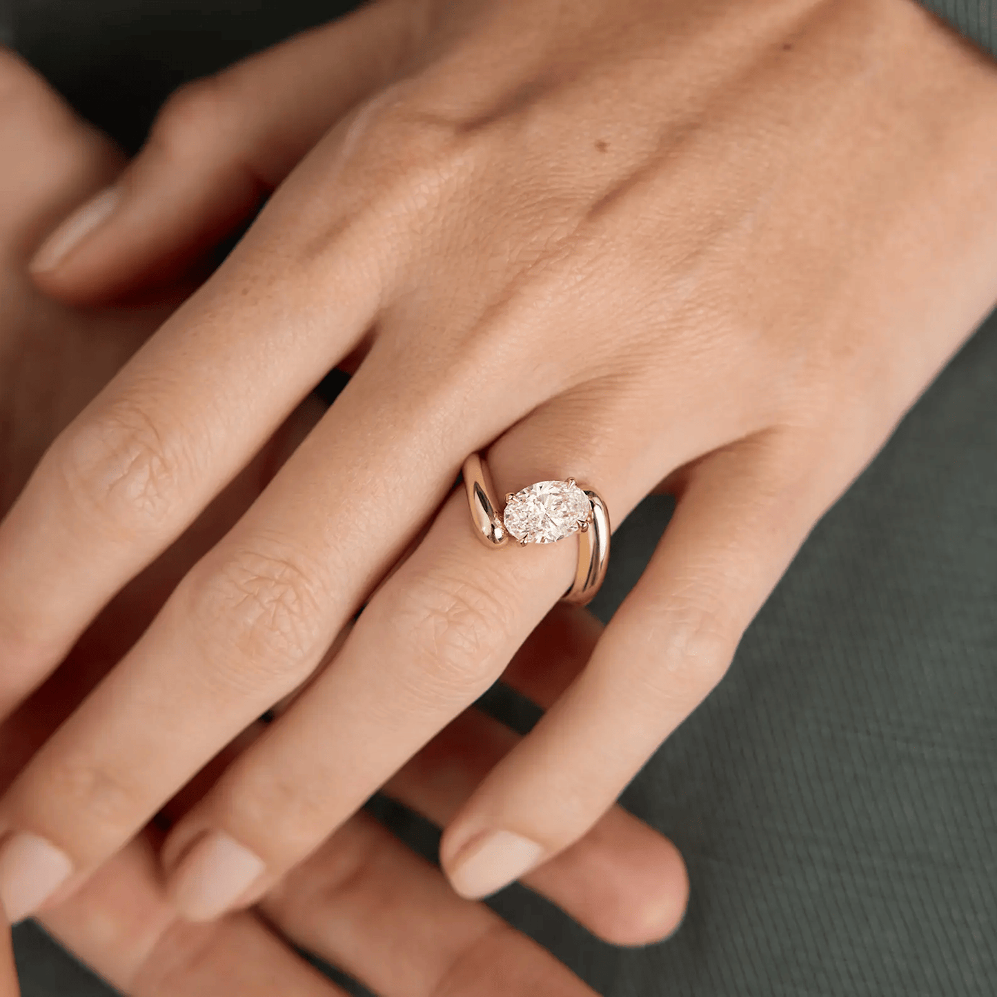 1.50 CT Oval Cut Bypass Style Diamond Engagement Ring