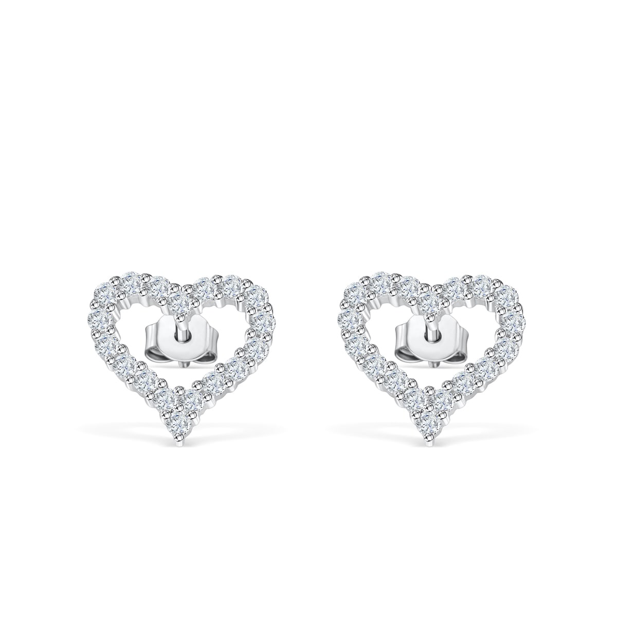 Mila- 0.10 CT Round Moissanite Heart Stud Earrings