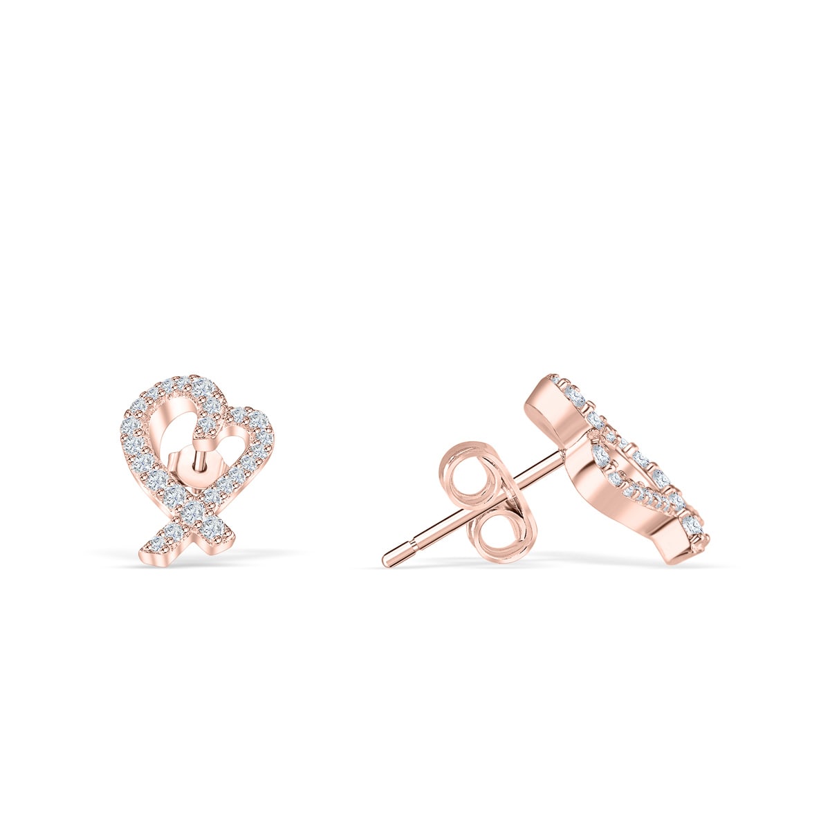 Hazel- 0.20 TCW Round Moissanite Heart Stud Earrings