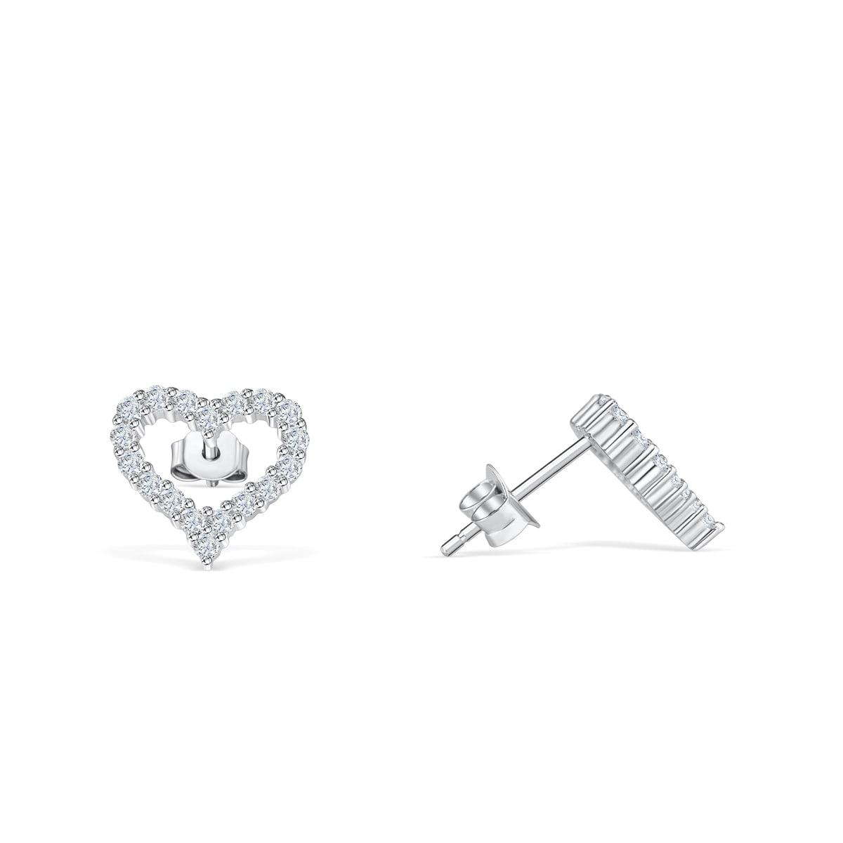 Mila- 0.10 CT Round Moissanite Heart Stud Earrings
