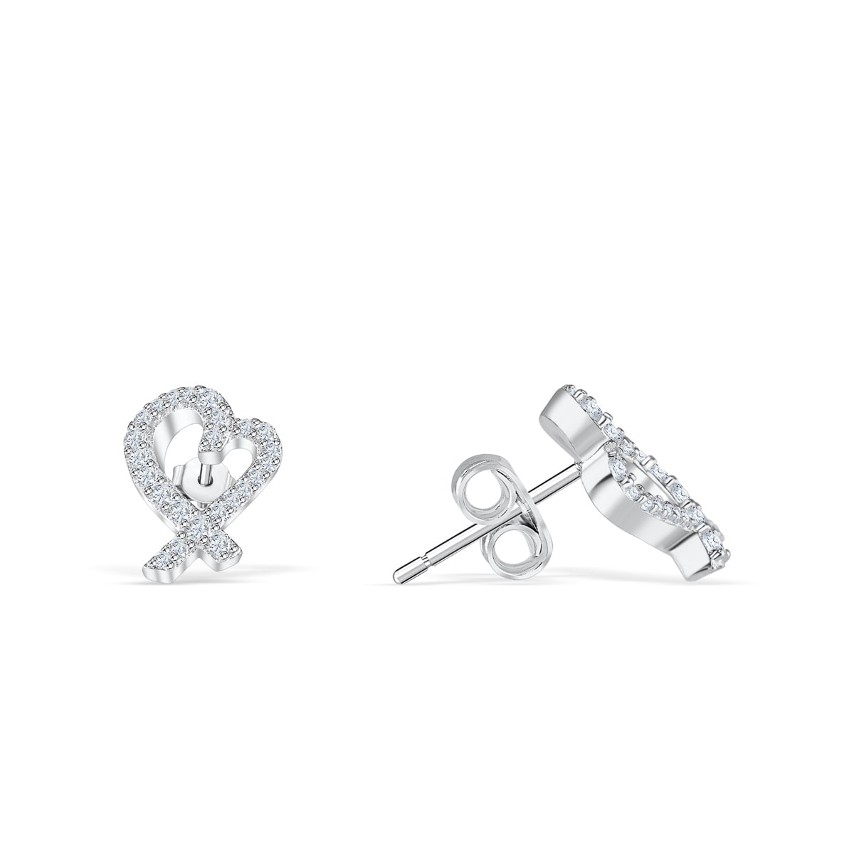 Violet- 0.15 TCW Round Moissanite Heart Stud Earrings