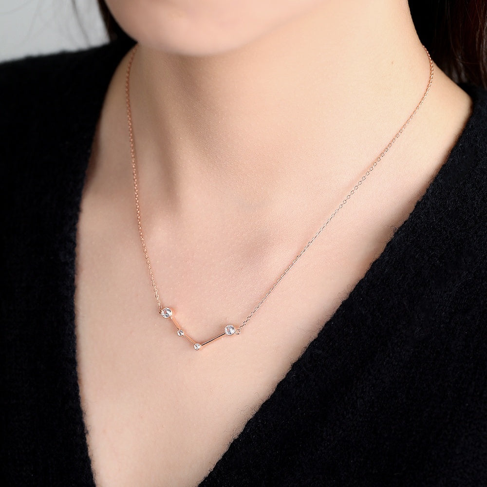 Hazel-0.75 Carats Round Moissanite Zodiac Sign Necklace