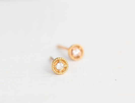 Amelia- 0.06 CT Round Moissanite Solitaire Stud Earrings