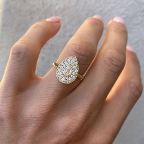 0.53 CT Pear Shape CVD Diamond Halo Engagement Ring