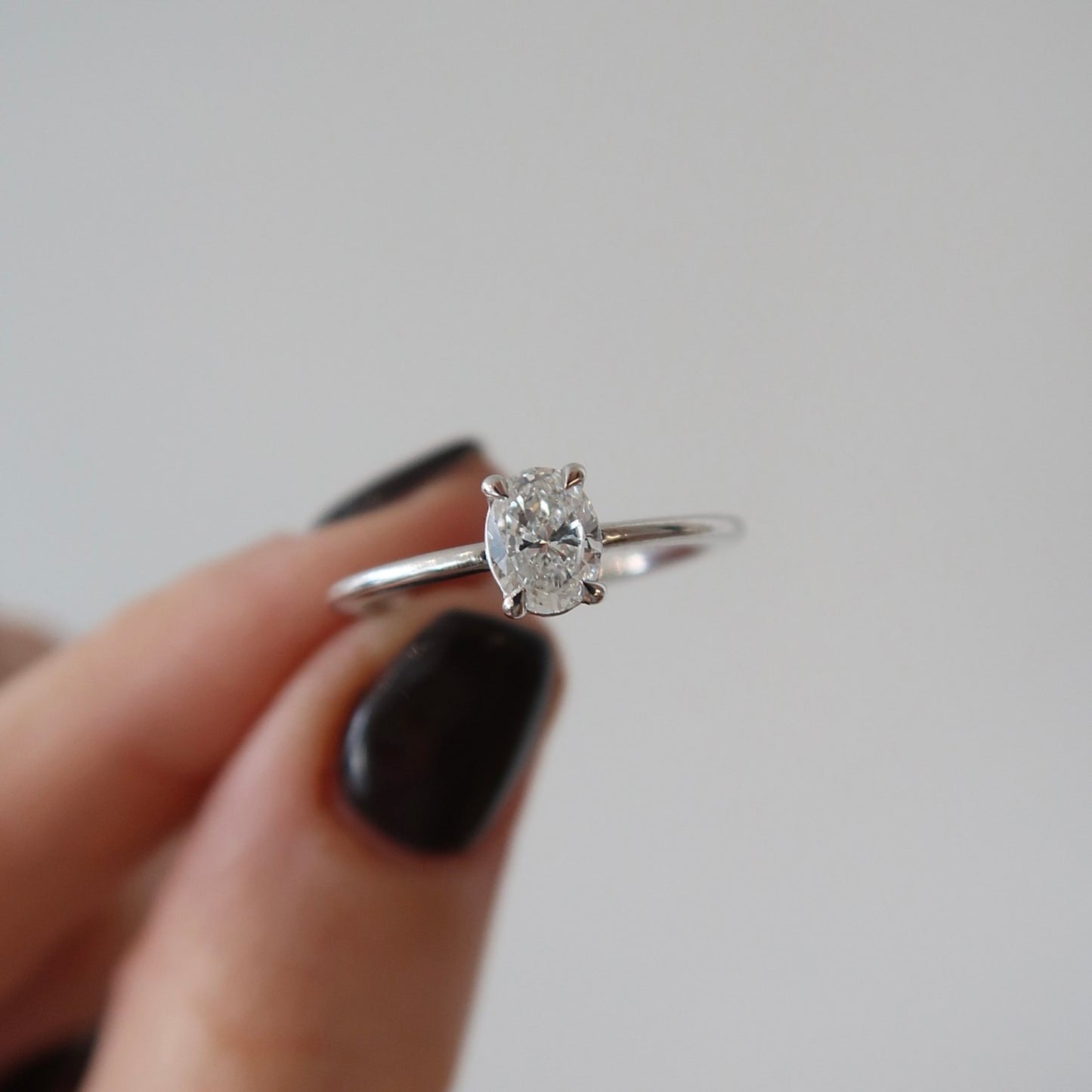 Lola-0.53 Carats Oval Moissanite Solitaire Engagement Ring