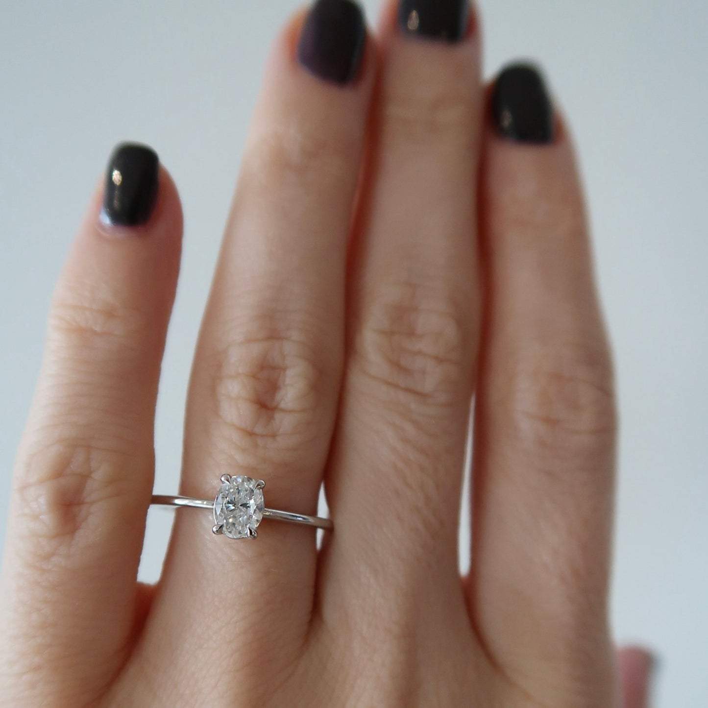 Lola-0.53 Carats Oval Moissanite Solitaire Engagement Ring