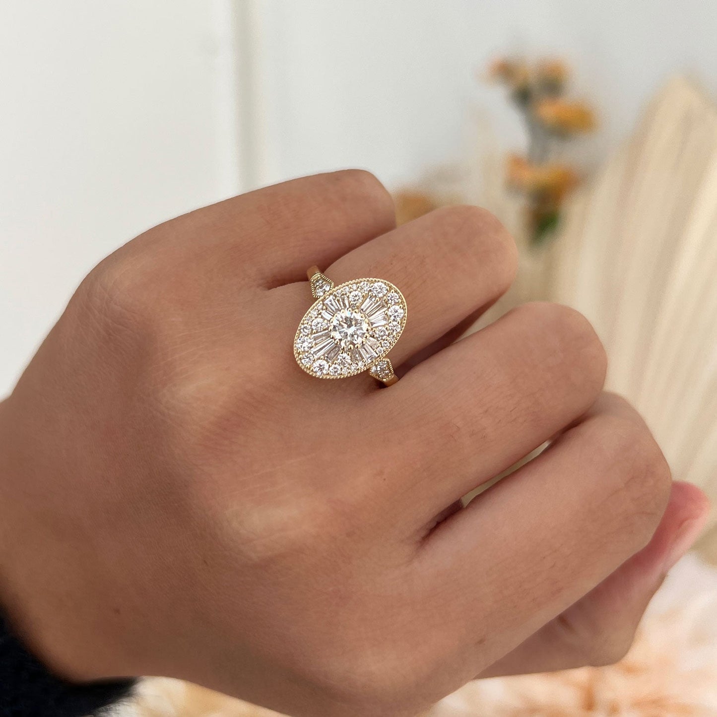 0.35 CT Round Shape Ballerina CVD Diamond Engagement  Ring