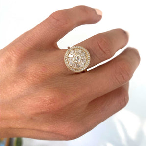 0.38 CT Round Shape CVD Diamond Vintage Engagement Ring