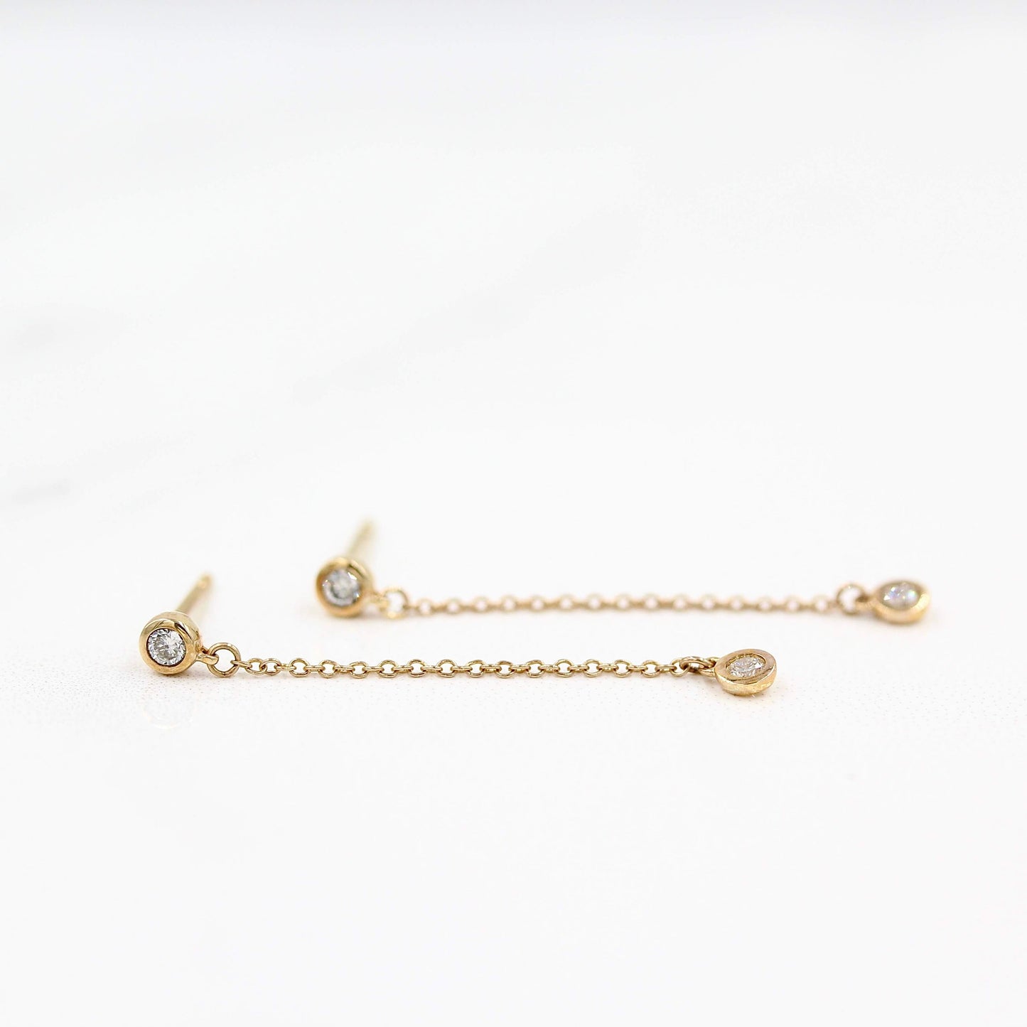 Sophie- 0.25 TCW Round Moissanite Chain Stud Earrings