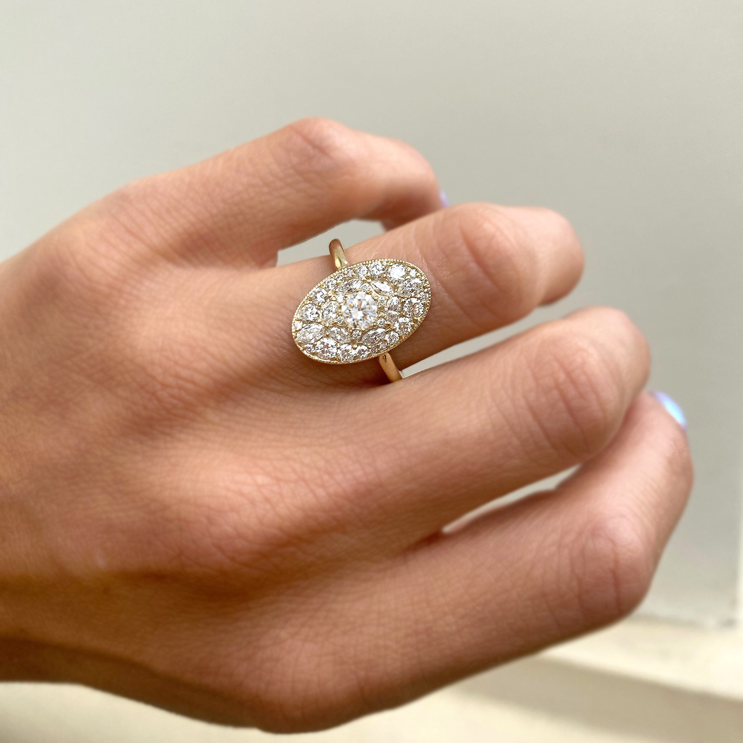0.35 CT Round Shape CVD Diamond halo Engagement Ring