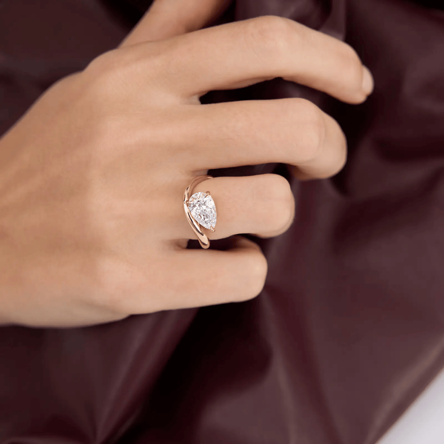 3.0 CT Pear Floating Solitaire Diamond Engagement Ring