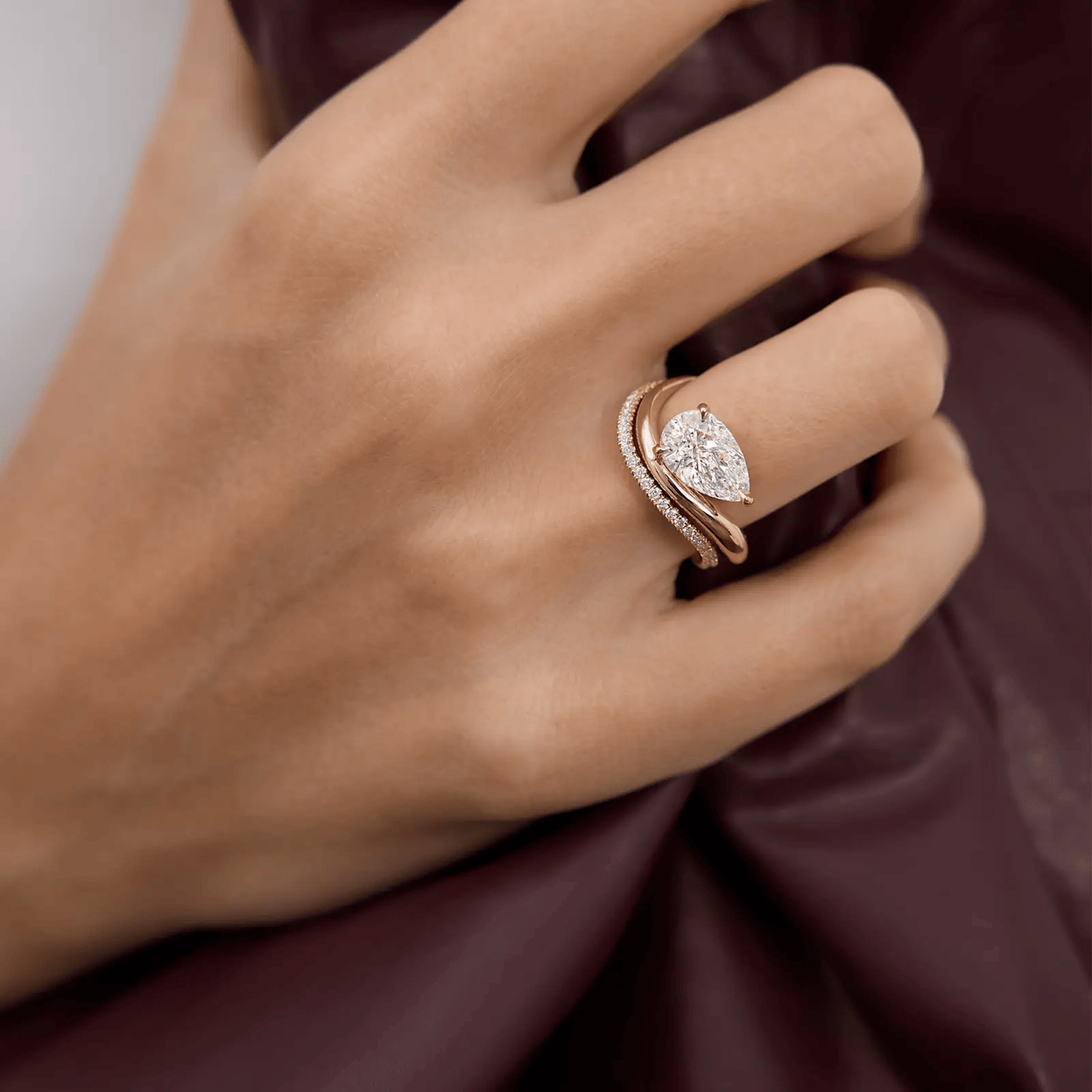 3.0 CT Pear Floating Solitaire Diamond Engagement Ring