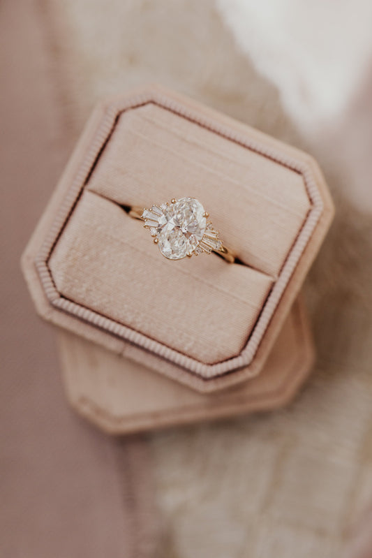 2.0 CT Carats Oval Cut Moissanite diamond cluster Style Engagement Ring
