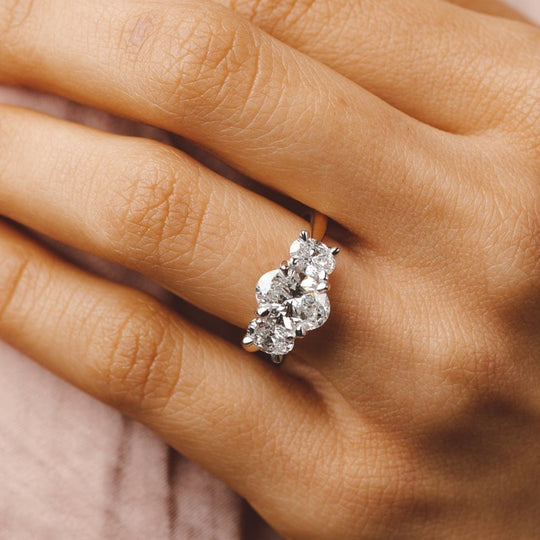Lauren-2.0 Carats Oval Moissanite Three Stone Style Engagement Ring