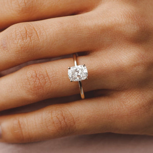 Jennifer-2.50 Carats Elongated Cushion Moissanite Solitaire Engagement Ring