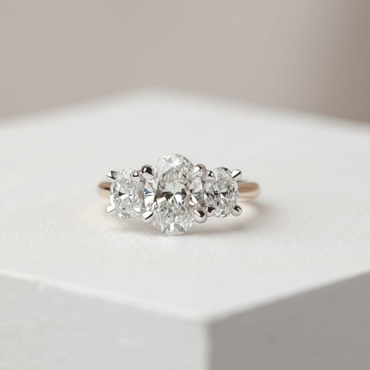 Lauren-2.0 Carats Oval Moissanite Three Stone Style Engagement Ring