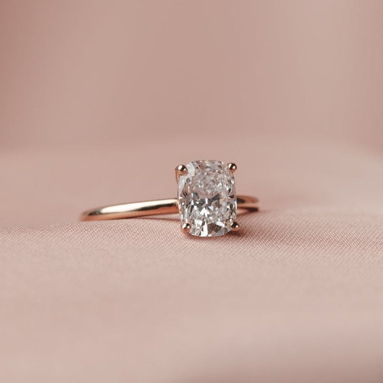 Jennifer-2.50 Carats Elongated Cushion Moissanite Solitaire Engagement Ring