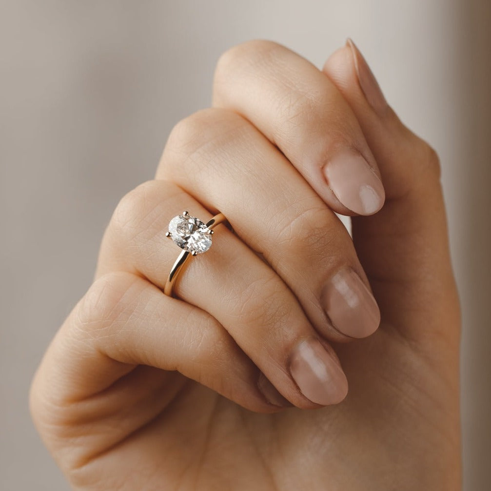 Daisy-2.0 Carats Oval Moissanite Hidden Halo Engagement Ring