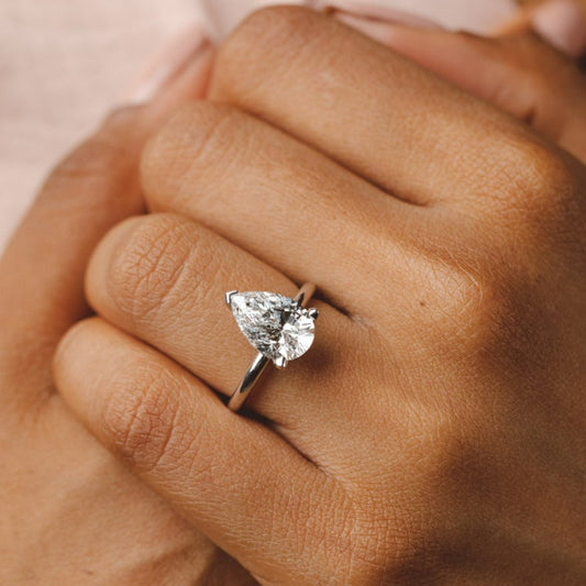 Esther-2.50 Carats Pear Moissanite Solitaire  Engagement Ring