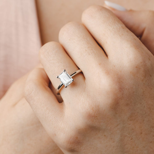 Keira-2.0 Carats Emerald Moissanite Solitaire Engagement Ring
