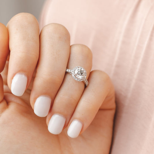 Athena-1.30 Carats Round Moissanite Pave Engagement Ring