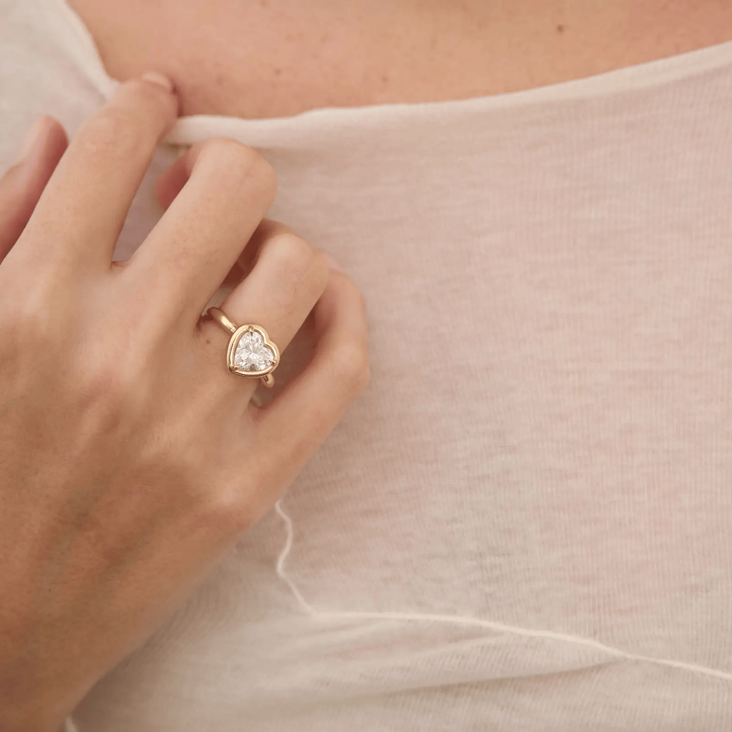 2.0 CT Heart Cut Bezel Solitaire Style Diamond Engagement Ring